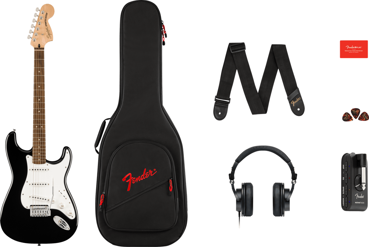 Fender Stratocaster Mustang Electric Guitar Starter Pack (Black)