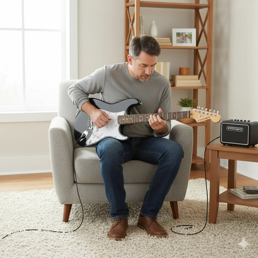 Grooveland ST Electric Guitar (Black) Starter Pack