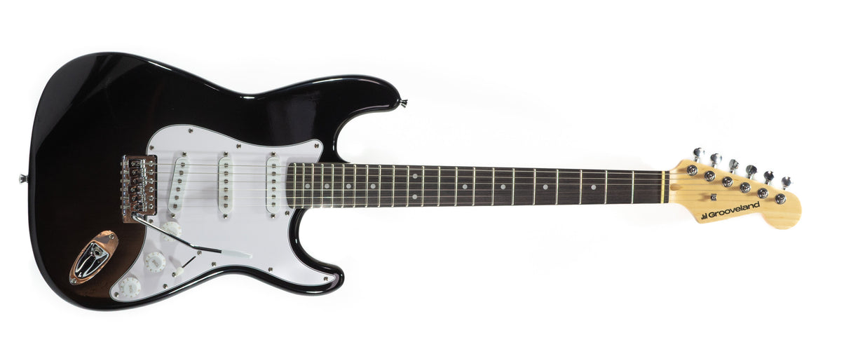 Grooveland ST Electric Guitar (Black) Starter Pack