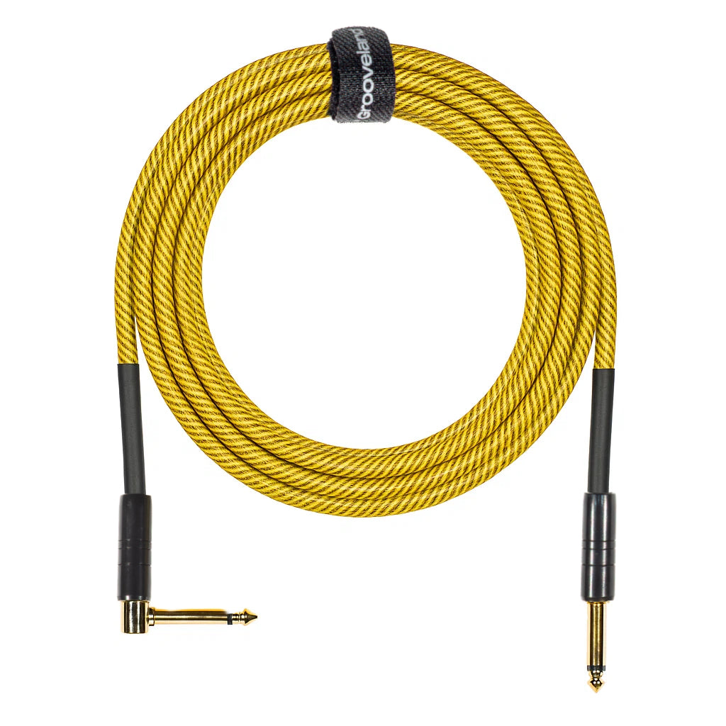 Grooveland Tweed Angle Guitar Cable (6m - Yellow)