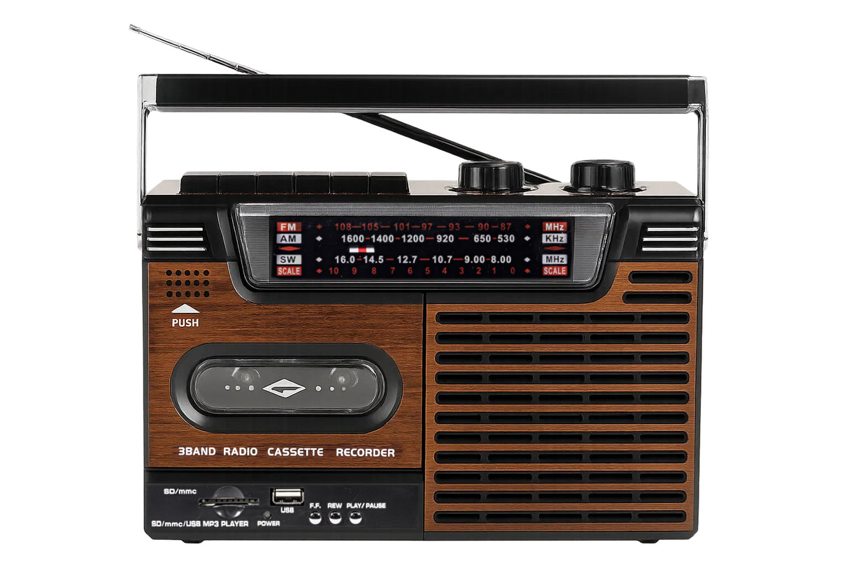 Studio 57 Cassette Player with FM & Bluetooth, Brown