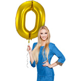 0 Shaped Number Foil Balloon Gold (86 cm)