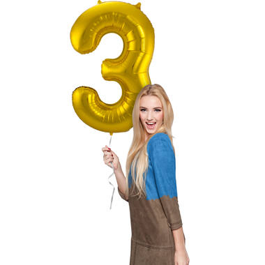 3 Shaped Number Foil Balloon Gold (86 cm)