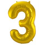 3 Shaped Number Foil Balloon Gold (86 cm)