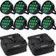 Marconi Polaris 12x12W RGBW Par Light 8 pcs. Bundle with bag