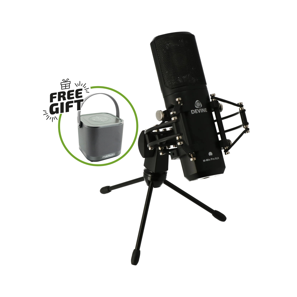 Devine M-Mic PRO XLR Condenser Microphone (Black) + Free Gift