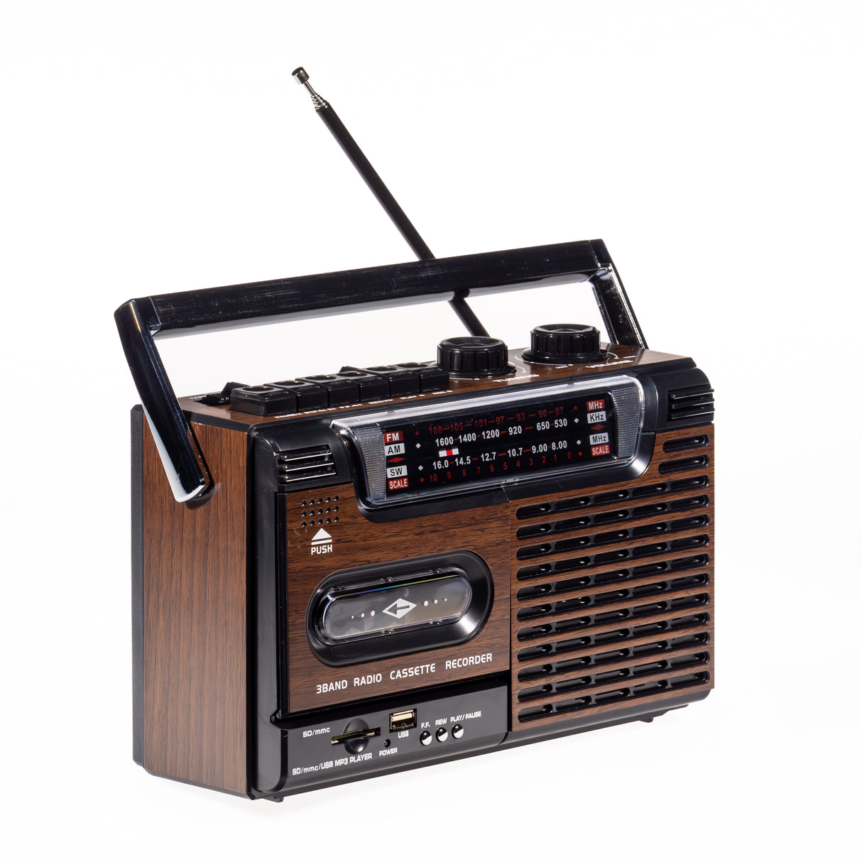 Studio 57 Cassette Player with FM & Bluetooth, Brown