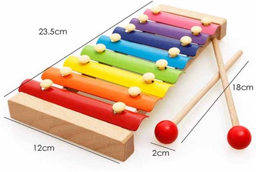 Xylophone with 8 colourful metal notes