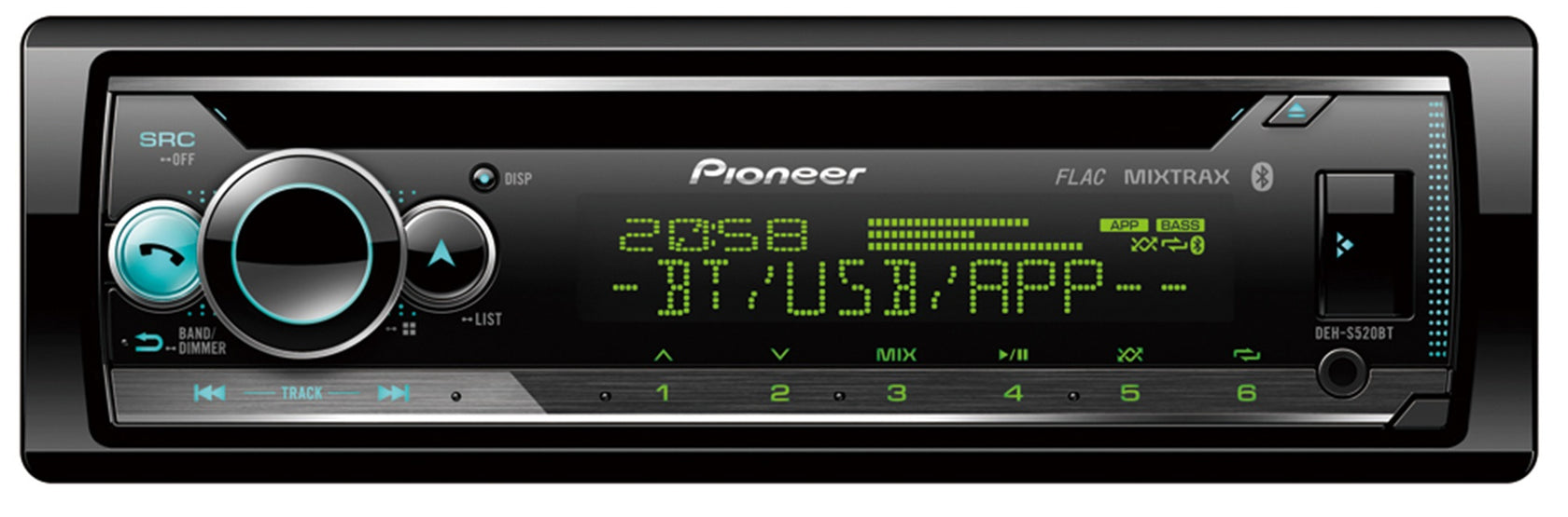 Pioneer DEH-S520BT 1-DIN Car Stereo w. CD, Bluetooth and Spotify
