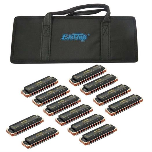 Easttop Blues Harmonicas T008K - 12 pcs. bundle. C, G, A, D, E, F, Bb, B, F#, Eb, Ab and Db